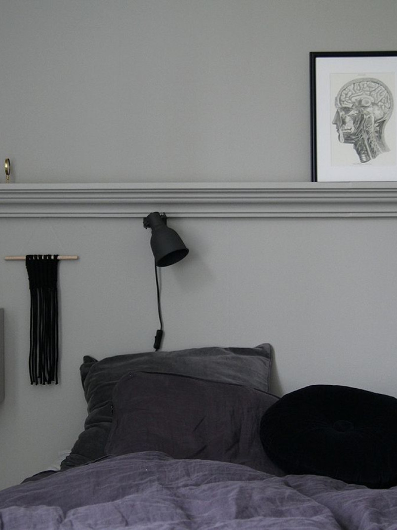 Ideas for the bedroom: paint the walls and nightstand in matching shades
