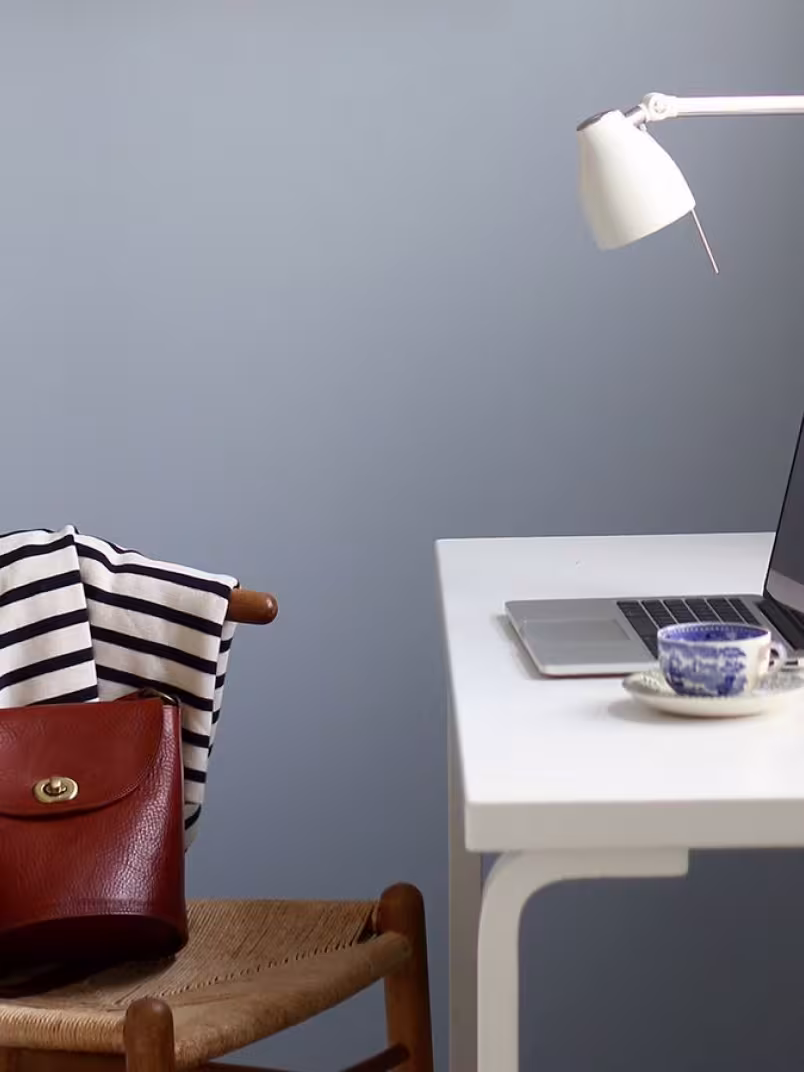 blue wall in workspace