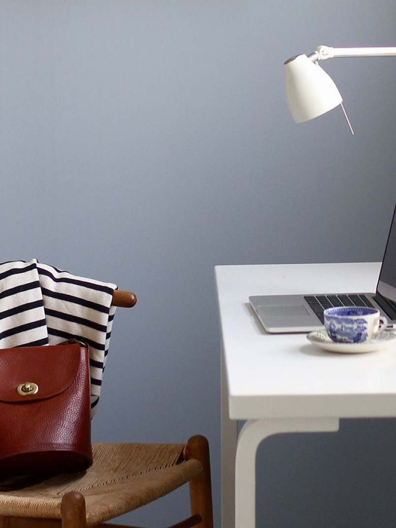 blue wall in workspace