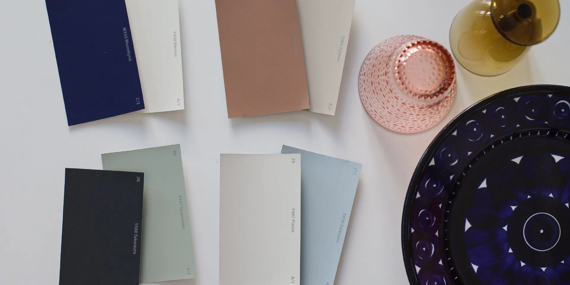 Colour chips at the table for choosing