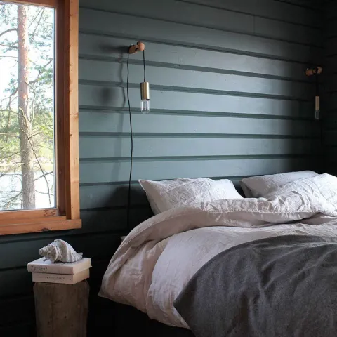 Painted green bedroom wall