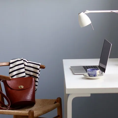 blue wall in workspace