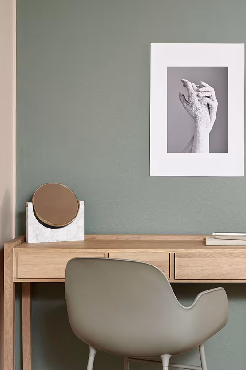 green study room wall