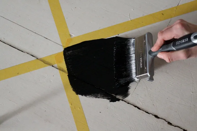 chessboard floor tape preperation